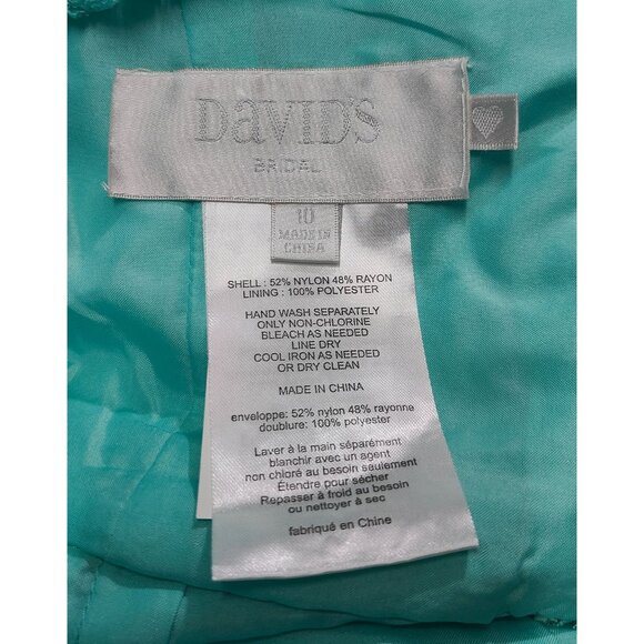 Davids Bridal Short Lace High Neck Dress Size 10 Spa Color - Picture 5 of 5